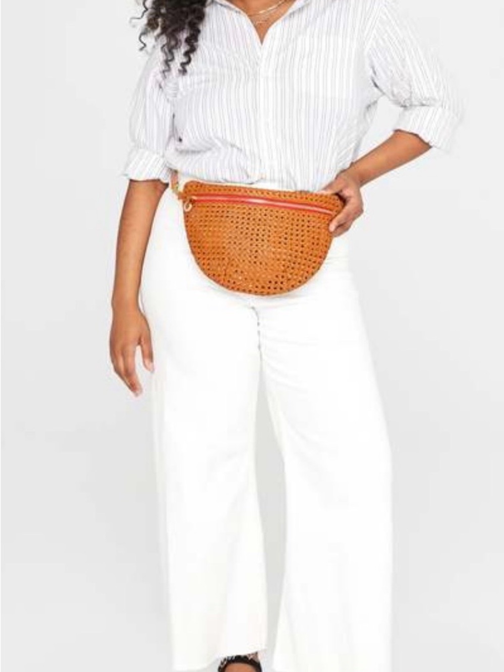 Clare V Grande Fanny Rattan Crossbody with Red Zip - Picture 3 of 15